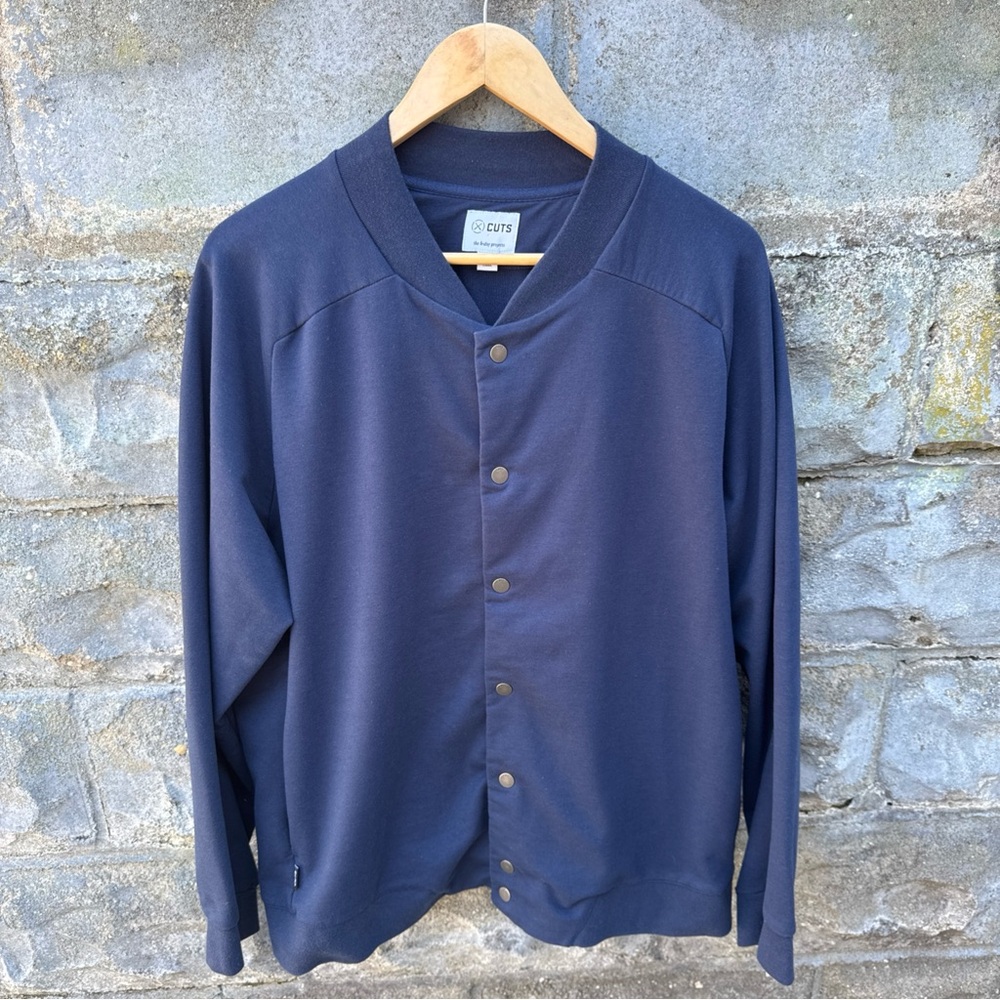 Cuts Clothing Men's XXL Blue Hyperloop Bomber Snap Button The Friday Project